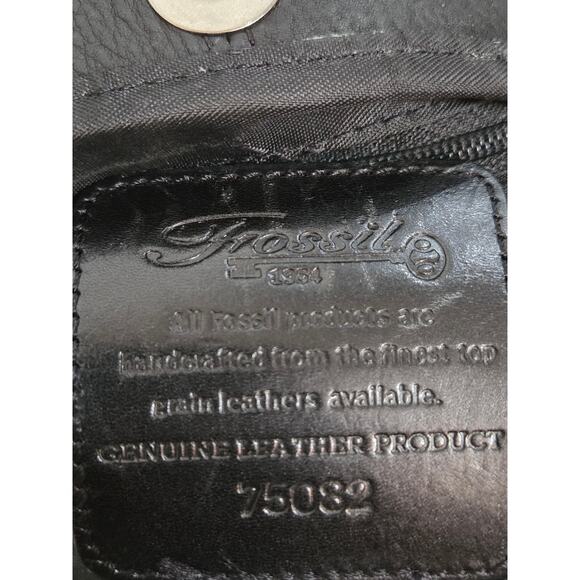 Fossil Leather Shoulder Bag Purse Handbag Black 3 Compartment‎ Lined CLEAN - Picture 14 of 14